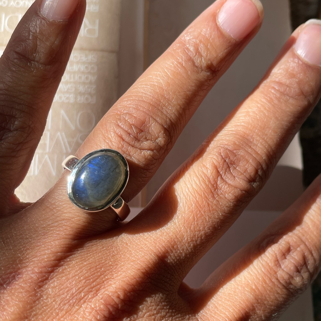 925 Sterling Silver Labradorite Ring In Us 8